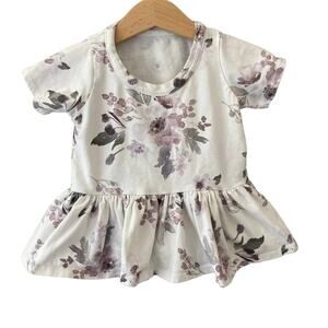 Sugarplum Lane Boutique Short Sleeve Peplum Top Watercolor Floral -18M